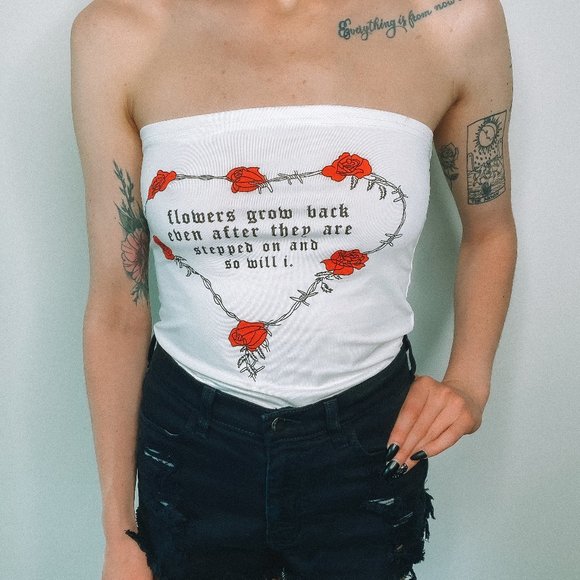 Flowers Grow Back...White Tube Top - Picture 1 of 6